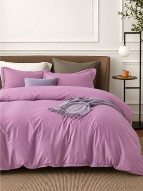 NEW Bedsure Pink Duvet Comforter Cover Full Size 3pc Soft Microfiber Pillowcases
